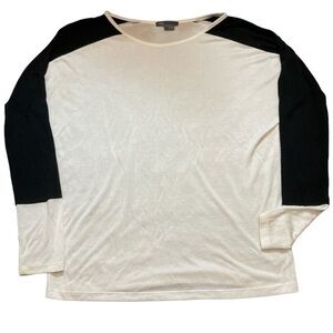 Vince 2 Toned Rayon Black & Off White Top